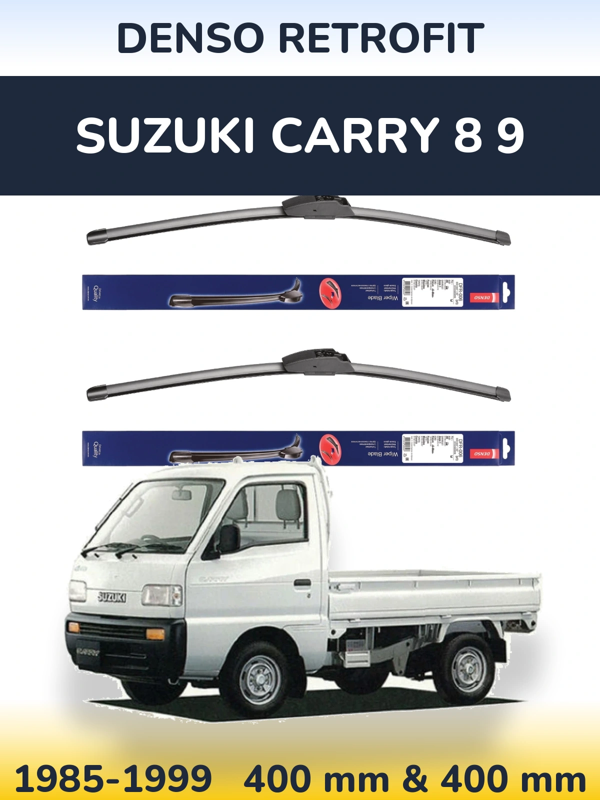 Front wiper blade set Denso Retrofit 400 & 400 mm for Suzuki Carry 8 9 1985-1999
