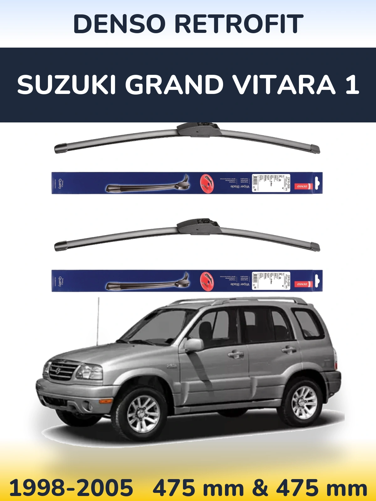 Komplet przednich wycieraczek Denso Retrofit 475 & 475 mm do Suzuki Grand Vitara 1 1998-2005