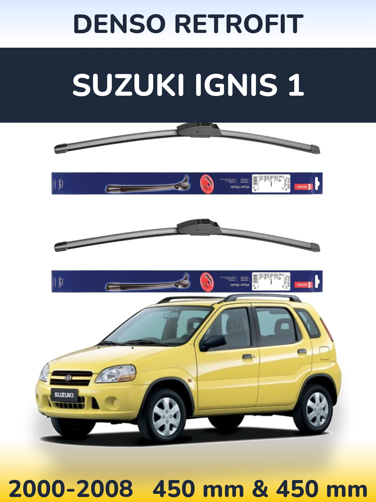Komplet przednich wycieraczek Denso Retrofit 450 & 450 mm do Suzuki Ignis 1 2000-2008