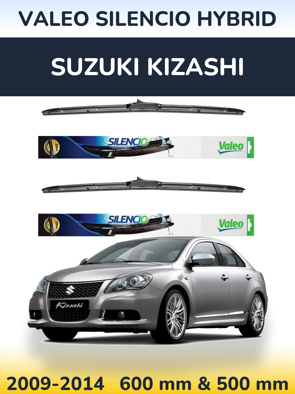 Комплект передних дворников Valeo Silencio Hybrid 600 & 500 мм для Suzuki Kizashi 2009-2014