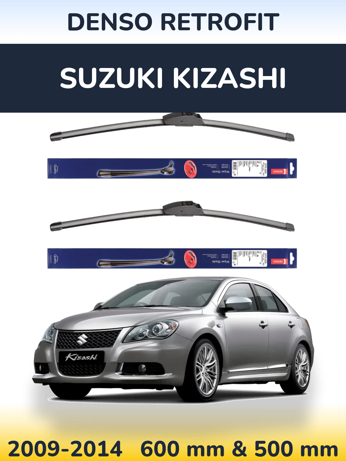 Комплект передних дворников Denso Retrofit 600 & 500 мм для Suzuki Kizashi 2009-2014