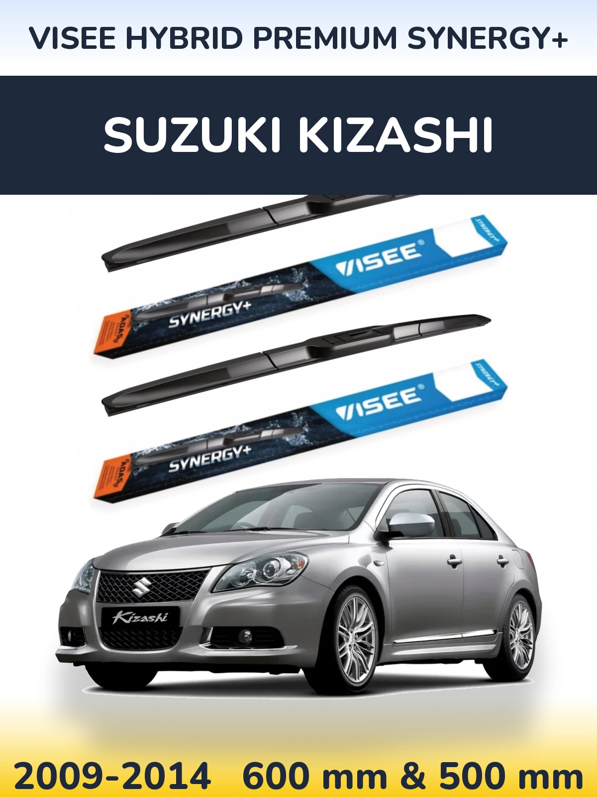 Комплект передних дворников VISEE HYBRID PREMIUM SYNERGY+ 600 & 500 мм для Suzuki Kizashi 2009-2014