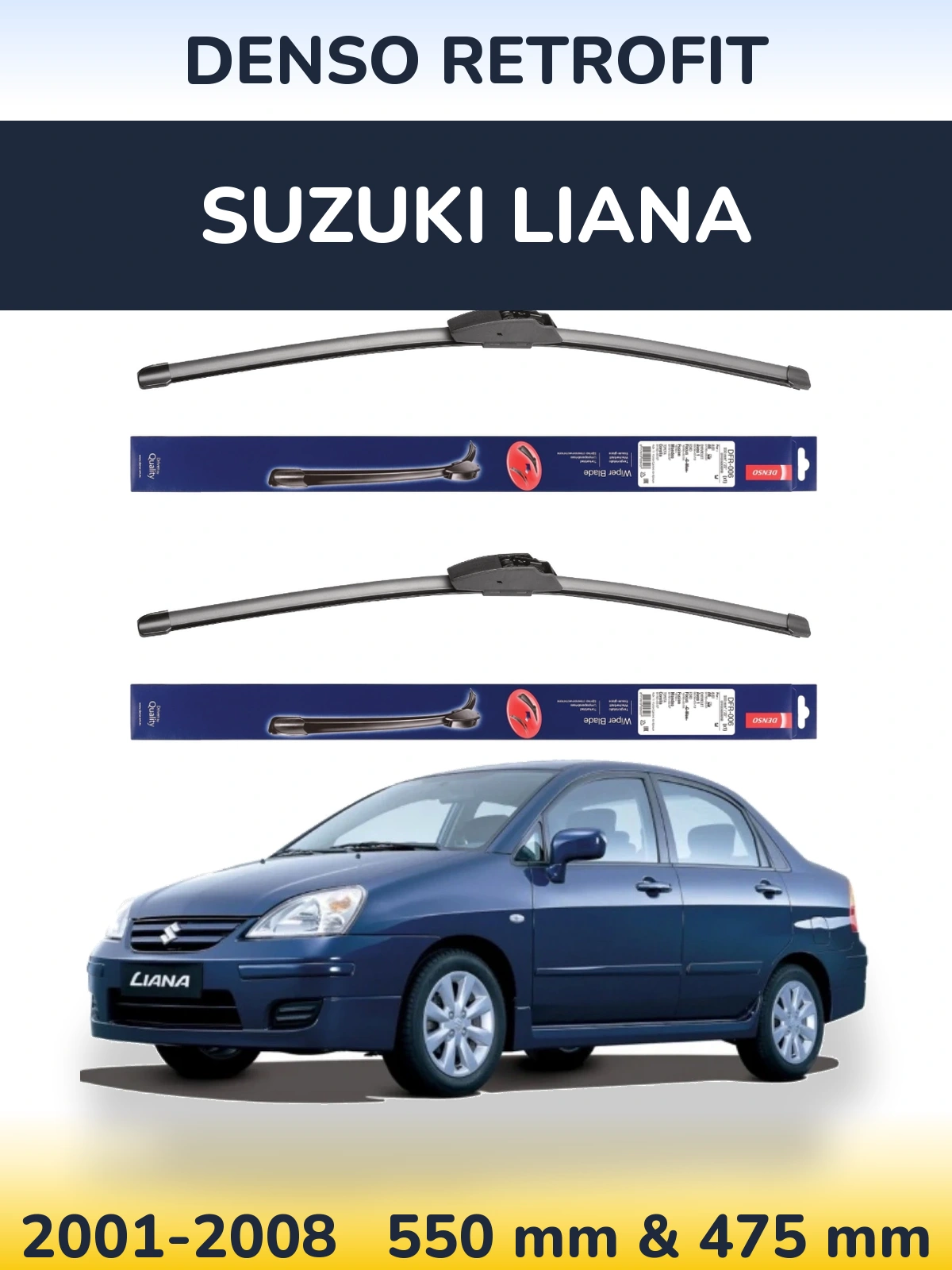 Комплект передних дворников Denso Retrofit 550 & 475 мм для Suzuki Liana 2001-2008