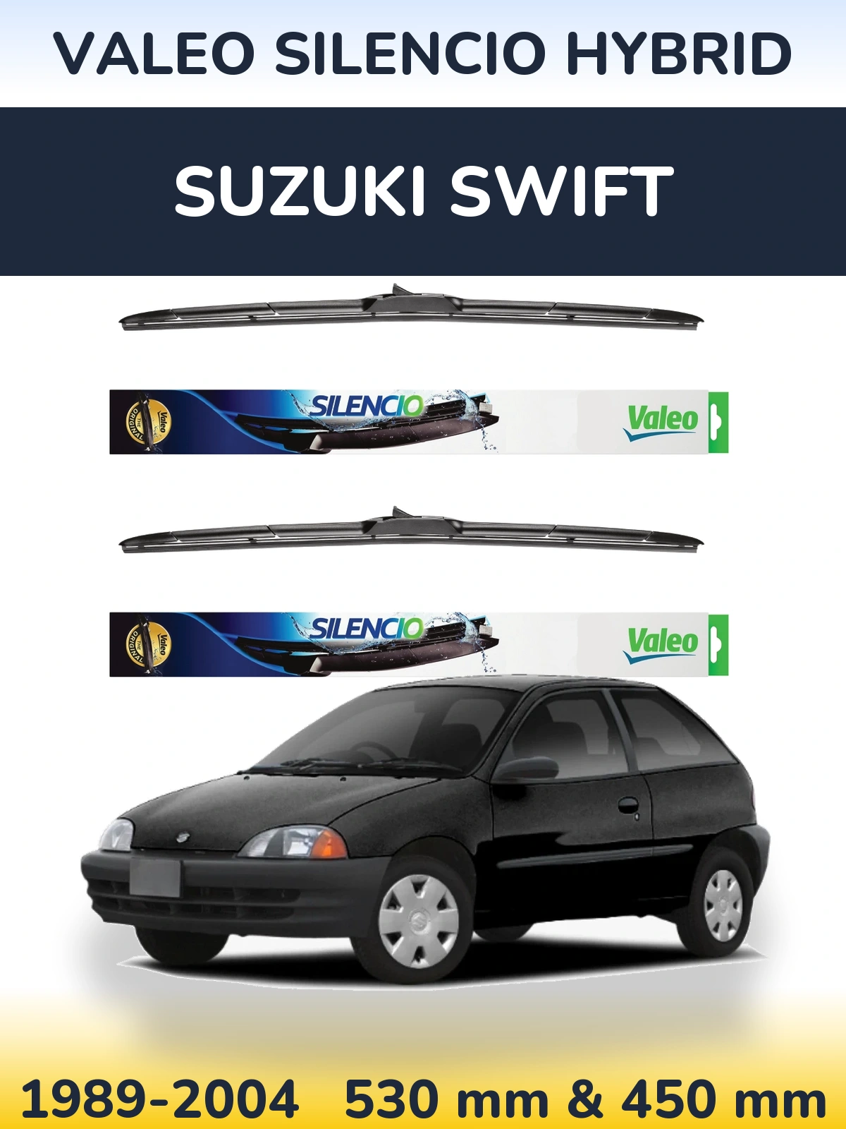 Komplet przednich wycieraczek Valeo Silencio Hybrid 530 & 450 mm do Suzuki Swift 1989-2004