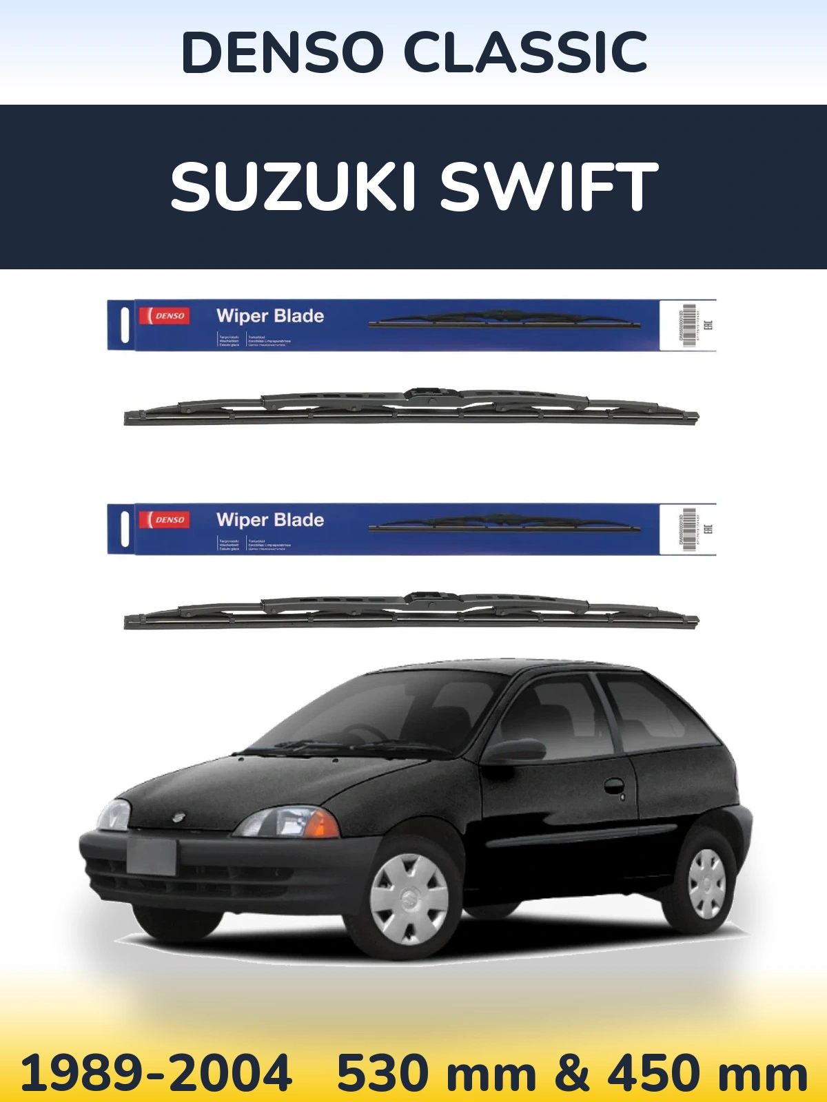 Komplet przednich wycieraczek Denso Classic 530 & 450 mm do Suzuki Swift 1989-2004