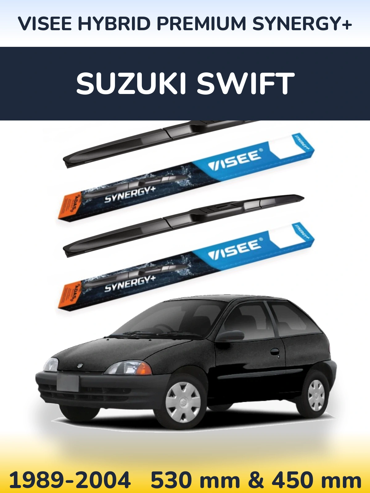 Komplet przednich wycieraczek VISEE HYBRID PREMIUM SYNERGY+ 530 & 450 mm do Suzuki Swift 1989-2004