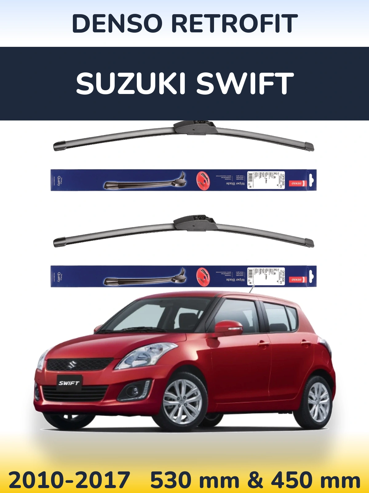 Komplet przednich wycieraczek Denso Retrofit 530 & 450 mm do Suzuki Swift 2010-2017
