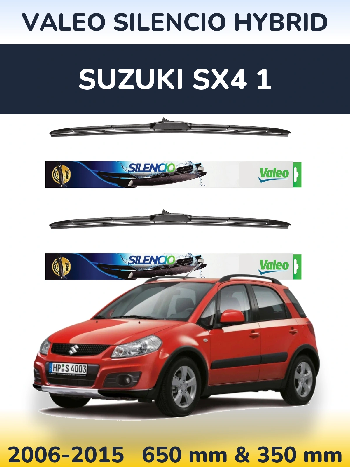 Komplet przednich wycieraczek Valeo Silencio Hybrid 650 & 350 mm do Suzuki SX4 1 2006-2015