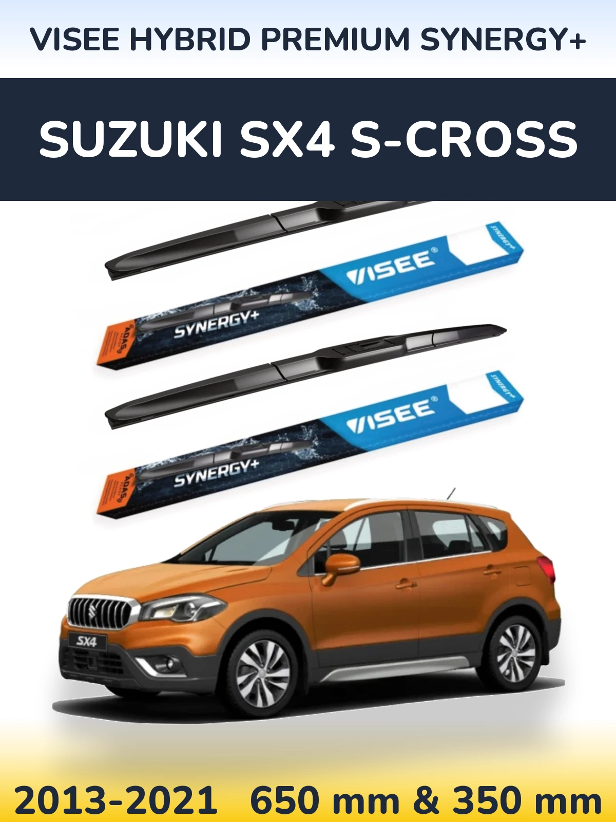 Komplet przednich wycieraczek VISEE HYBRID PREMIUM SYNERGY+ 650 & 350 mm do Suzuki SX4 S-Cross 2013-2021