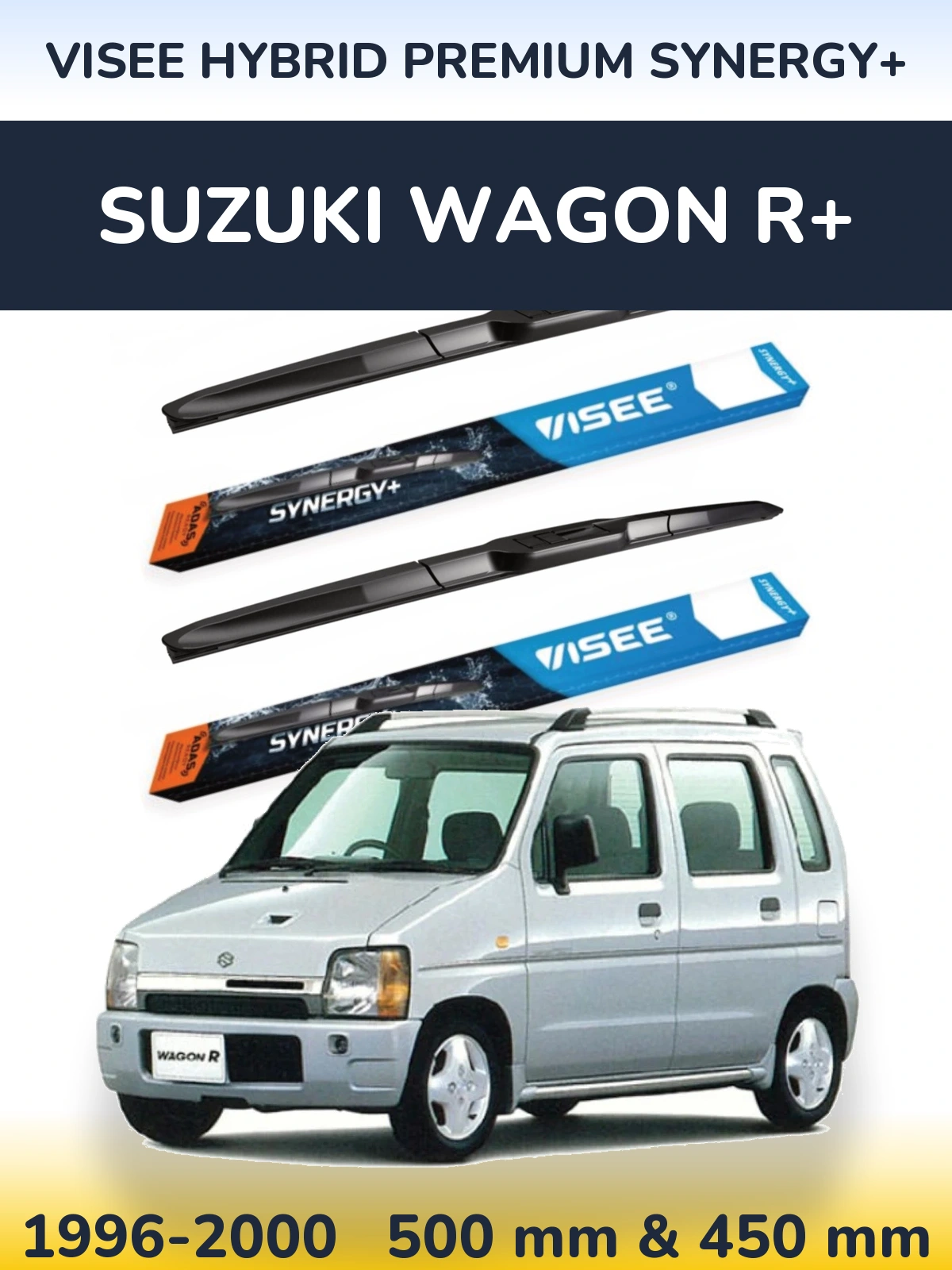 Komplet przednich wycieraczek VISEE HYBRID PREMIUM SYNERGY+ 500 & 450 mm do Suzuki Wagon R+ 1996-2000