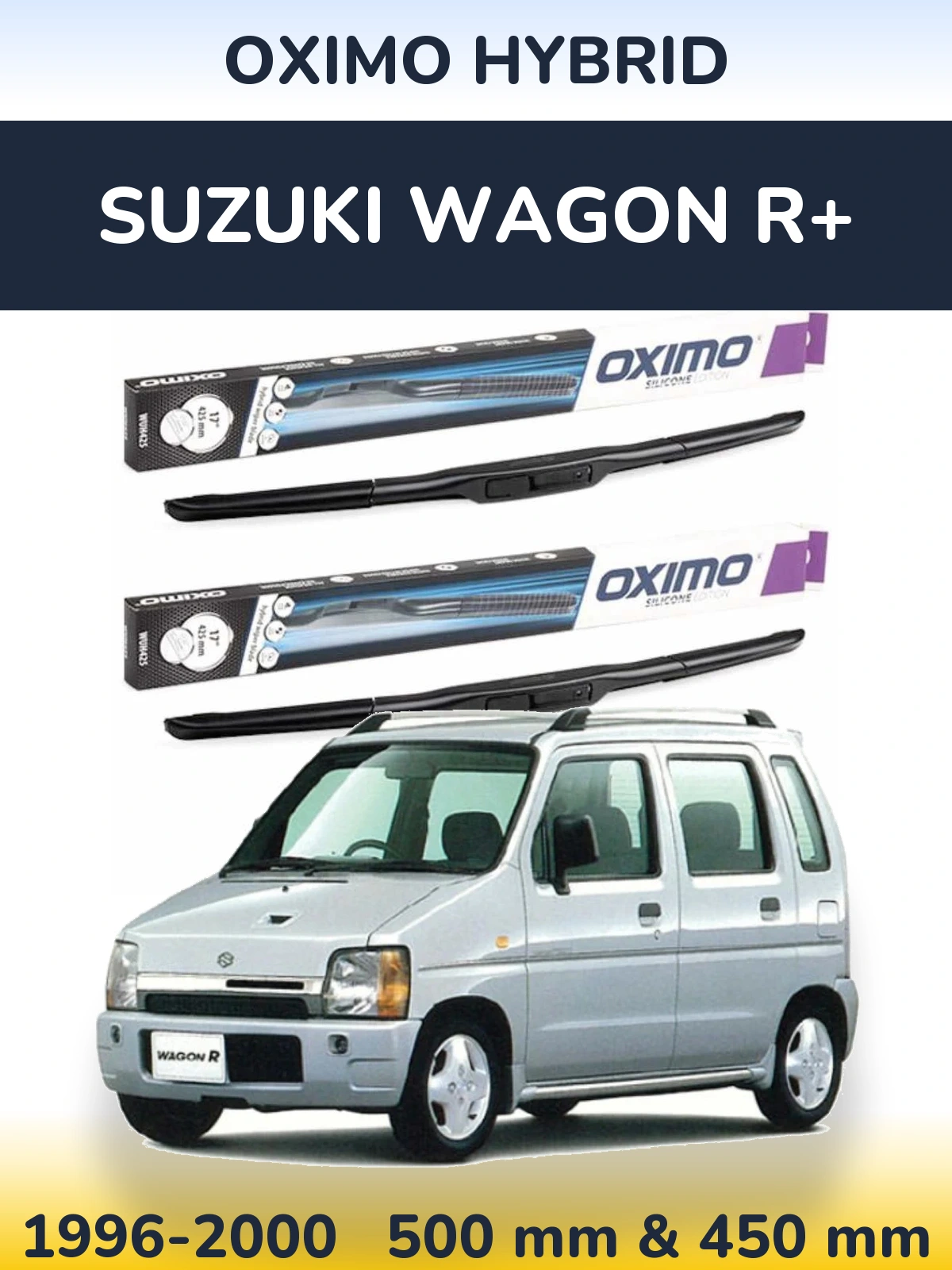 Komplet przednich wycieraczek Oximo Hybrid 500 & 450 mm do Suzuki Wagon R+ 1996-2000