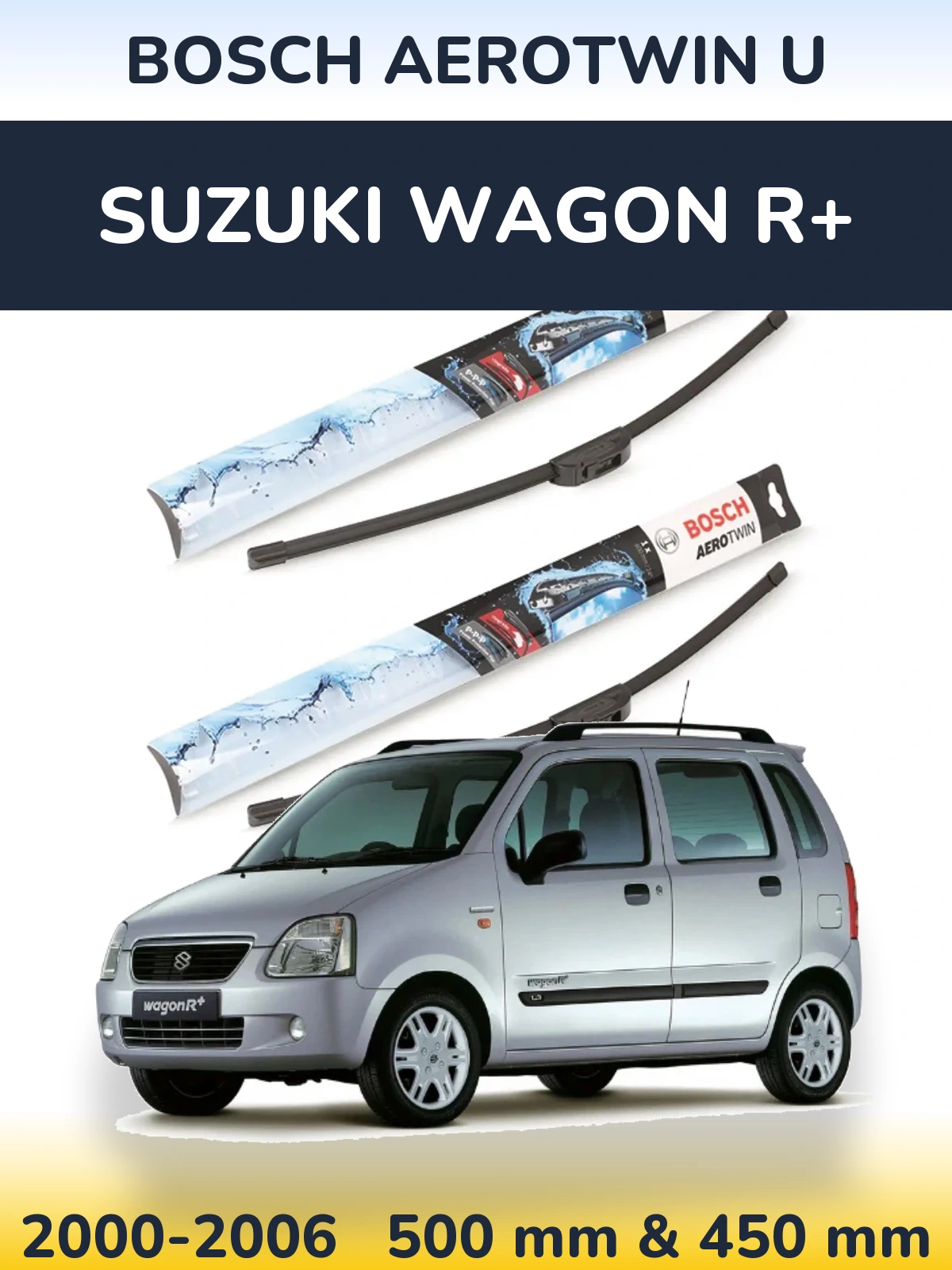 Комплект передних дворников BOSCH AeroTwin U 500 & 450 мм для Suzuki Wagon R+ 2000-2006