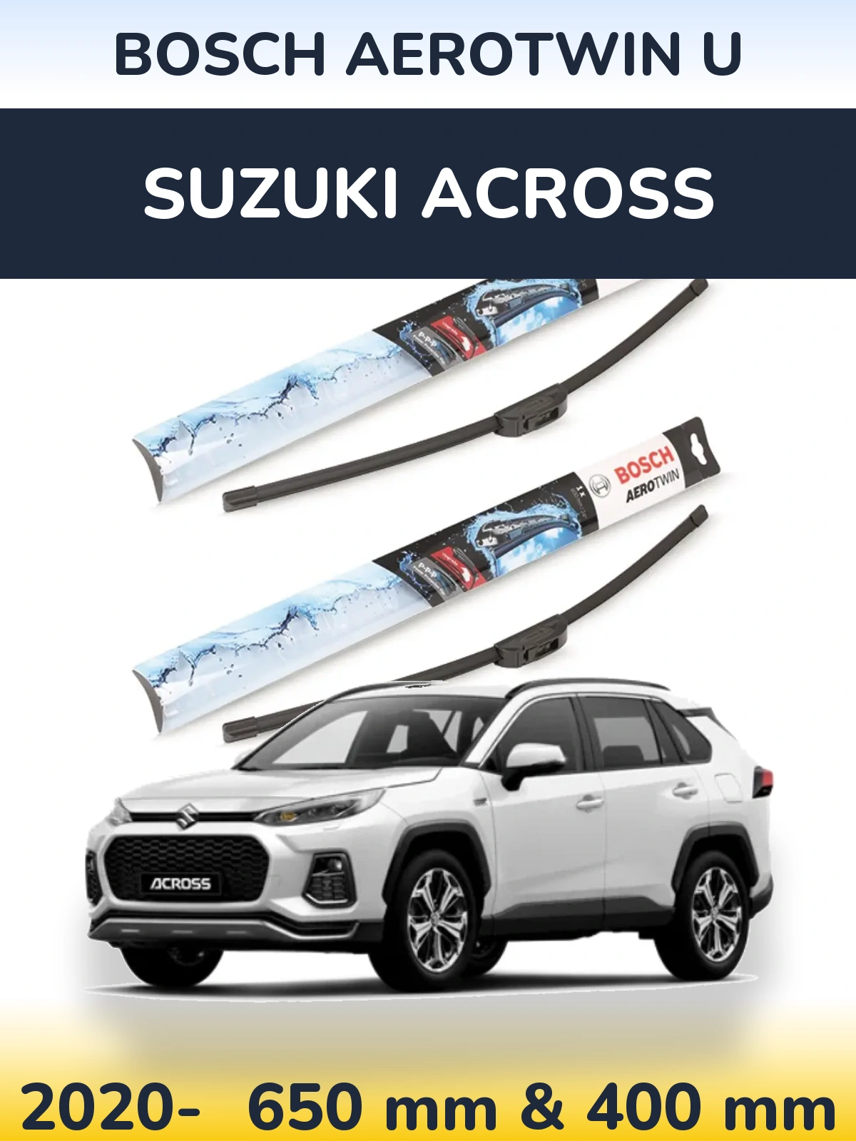 Комплект передних дворников BOSCH AeroTwin U 650 & 400 мм для Suzuki Across 2020-2026