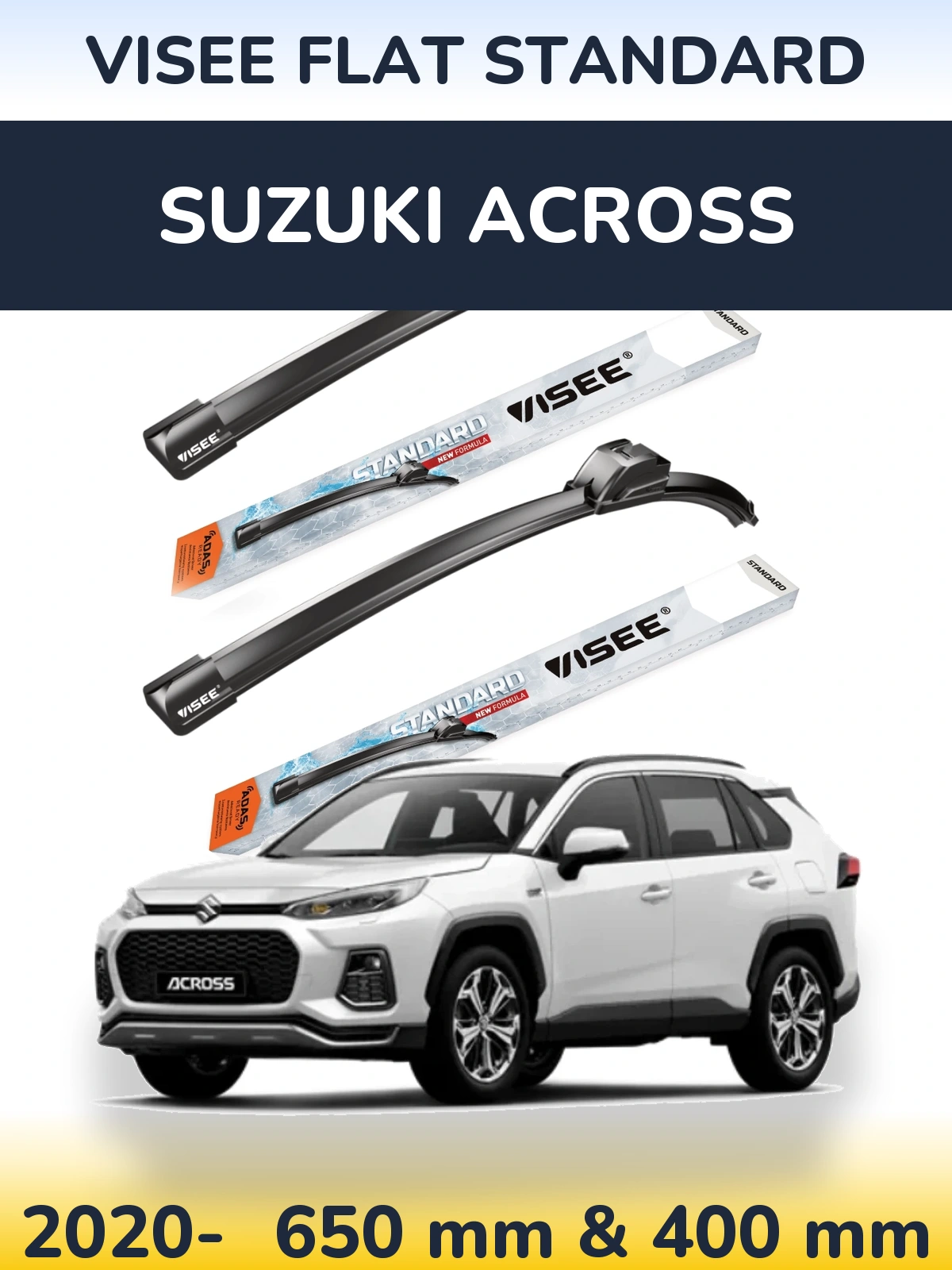 Комплект передних дворников VISEE FLAT STANDARD 650 & 400 мм для Suzuki Across 2020-2026