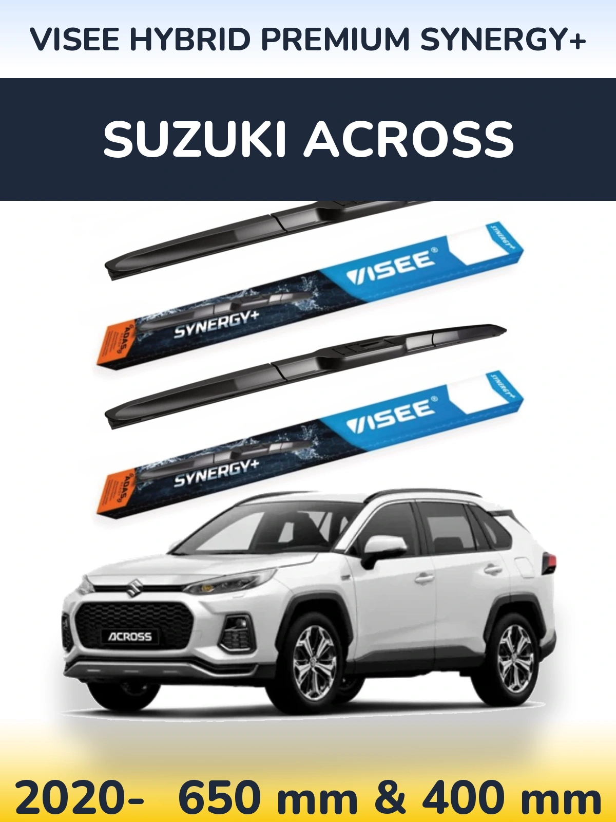 Komplet przednich wycieraczek VISEE HYBRID PREMIUM SYNERGY+ 650 & 400 mm do Suzuki Across 2020-2026