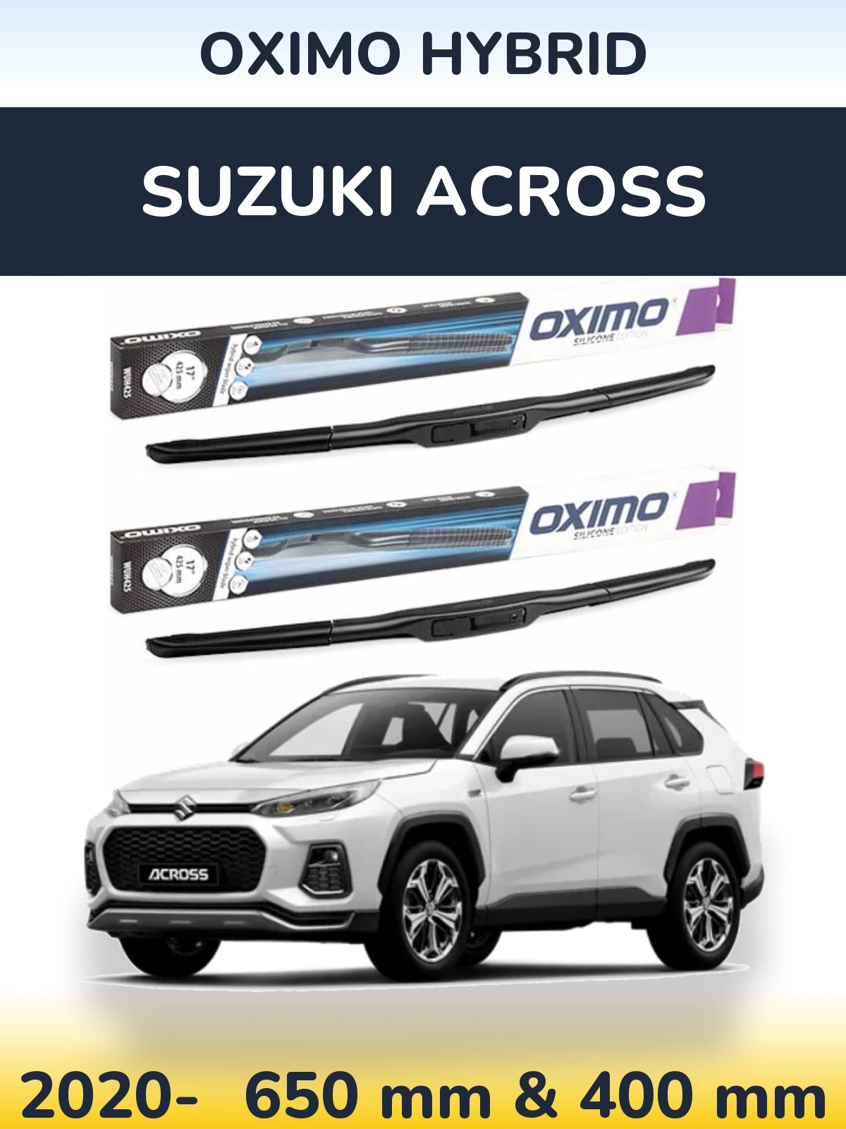 Komplet przednich wycieraczek Oximo Hybrid 650 & 400 mm do Suzuki Across 2020-2026