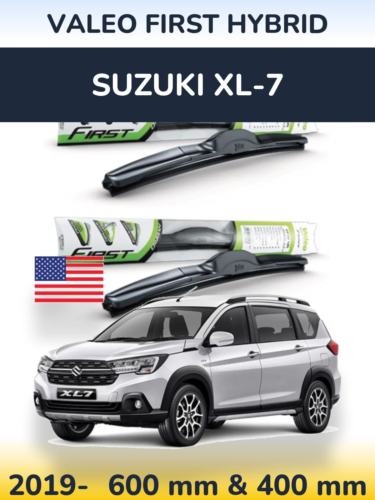 Front wiper blade set Valeo First Hybrid 600 & 400 mm for Suzuki XL-7 2019-2026