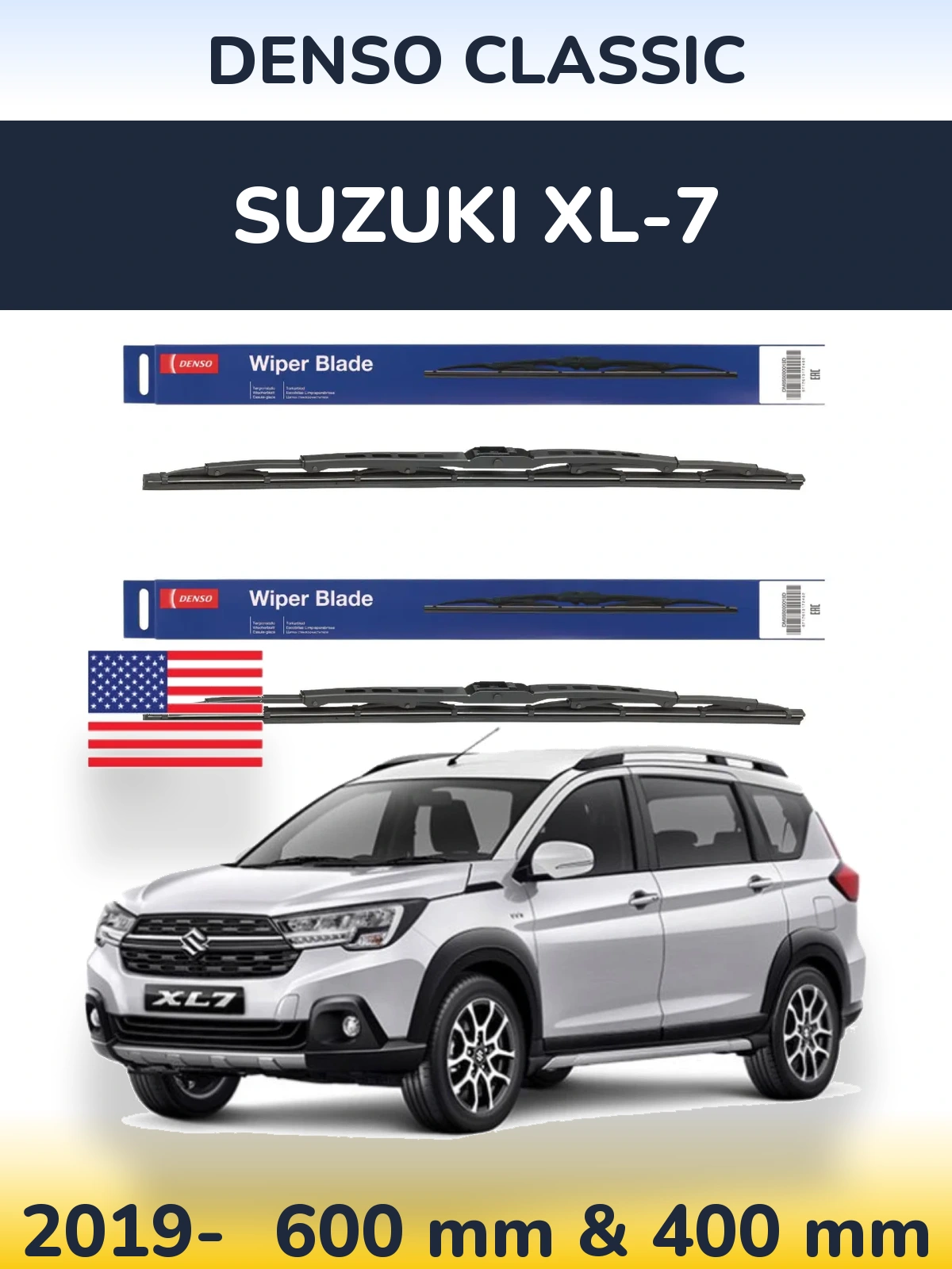 Комплект передних дворников Denso Classic 600 & 400 мм для Suzuki XL-7 2019-2026