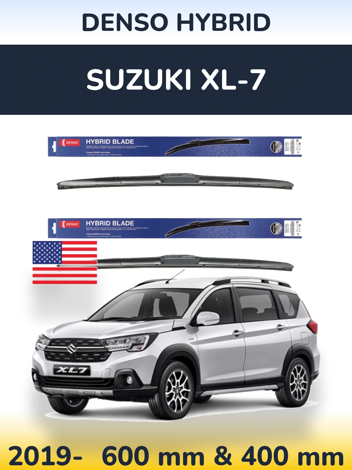 Komplet przednich wycieraczek Denso Hybrid 600 & 400 mm do Suzuki XL-7 2019-2026