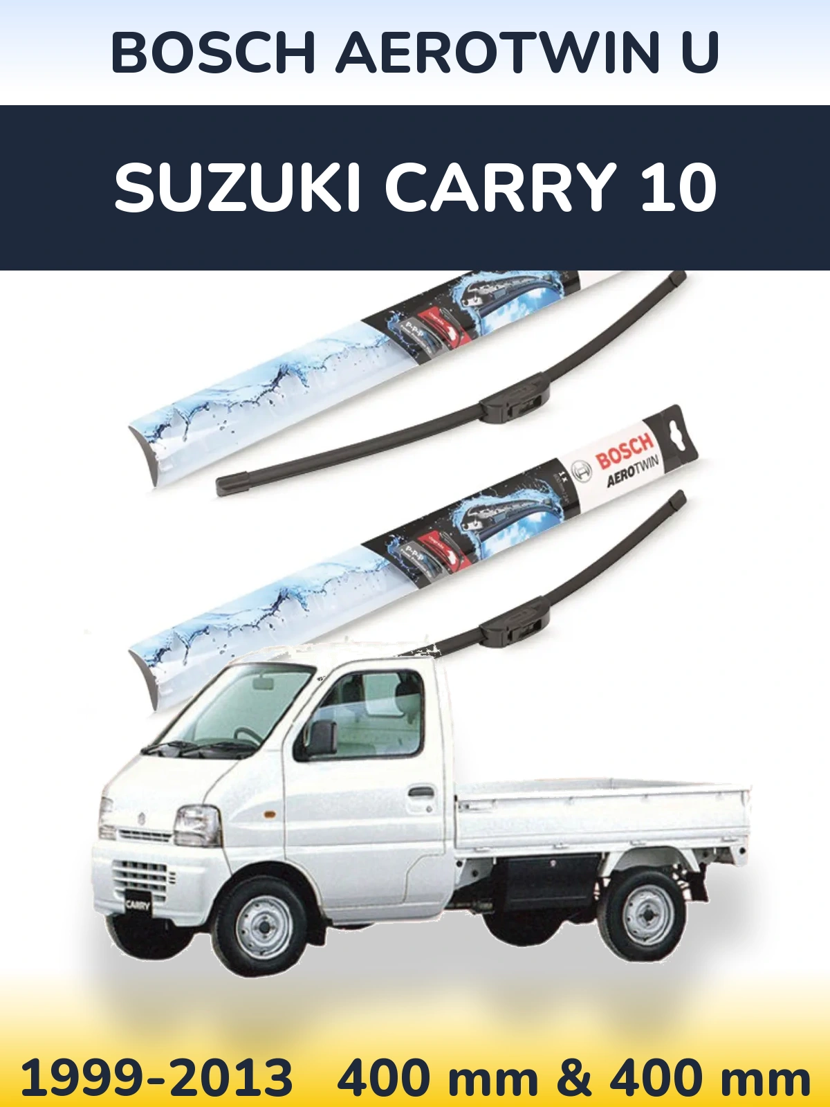 Komplet przednich wycieraczek BOSCH AeroTwin U 400 & 400 mm do Suzuki Carry 10 1999-2013