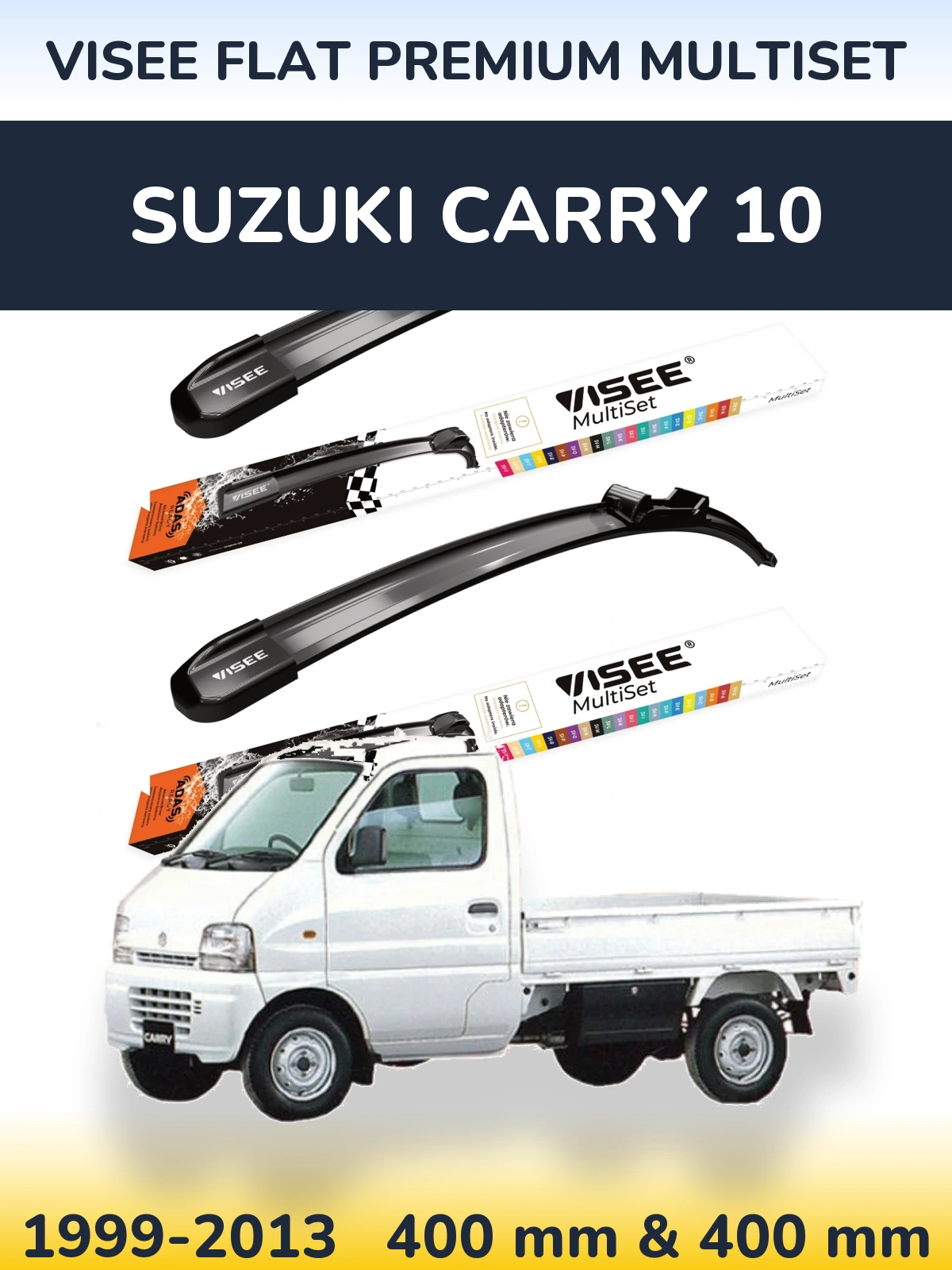 Komplet przednich wycieraczek VISEE FLAT PREMIUM MultiSet 400 & 400 mm do Suzuki Carry 10 1999-2013