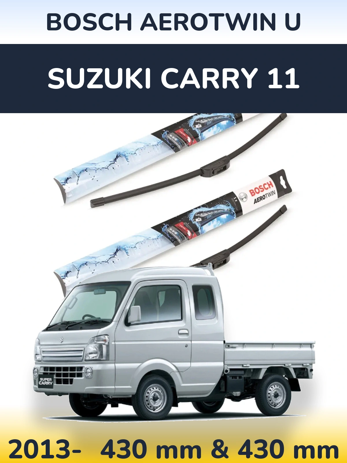Komplet przednich wycieraczek BOSCH AeroTwin U 430 & 430 mm do Suzuki Carry 11 2013-2026