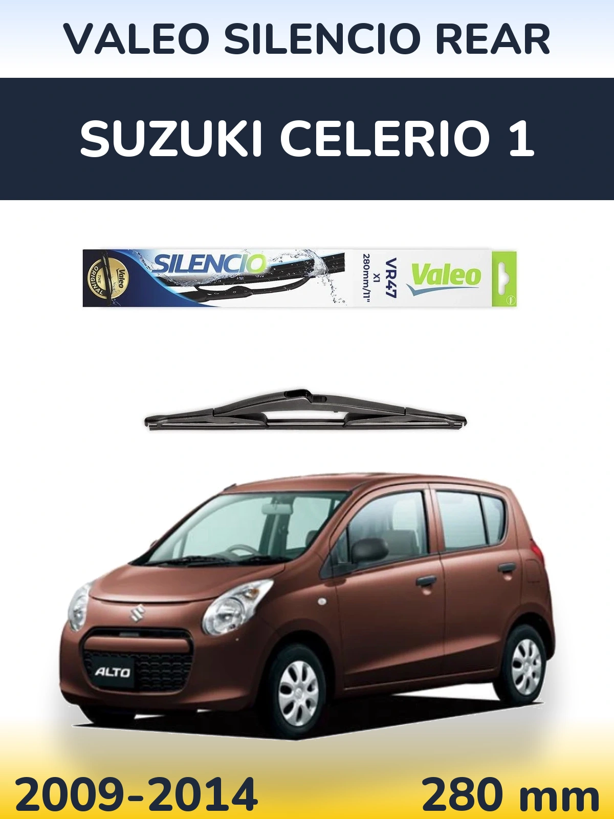 Rear wiper blade Valeo Silencio Rear 280 mm for Suzuki Celerio 1 2009-2014