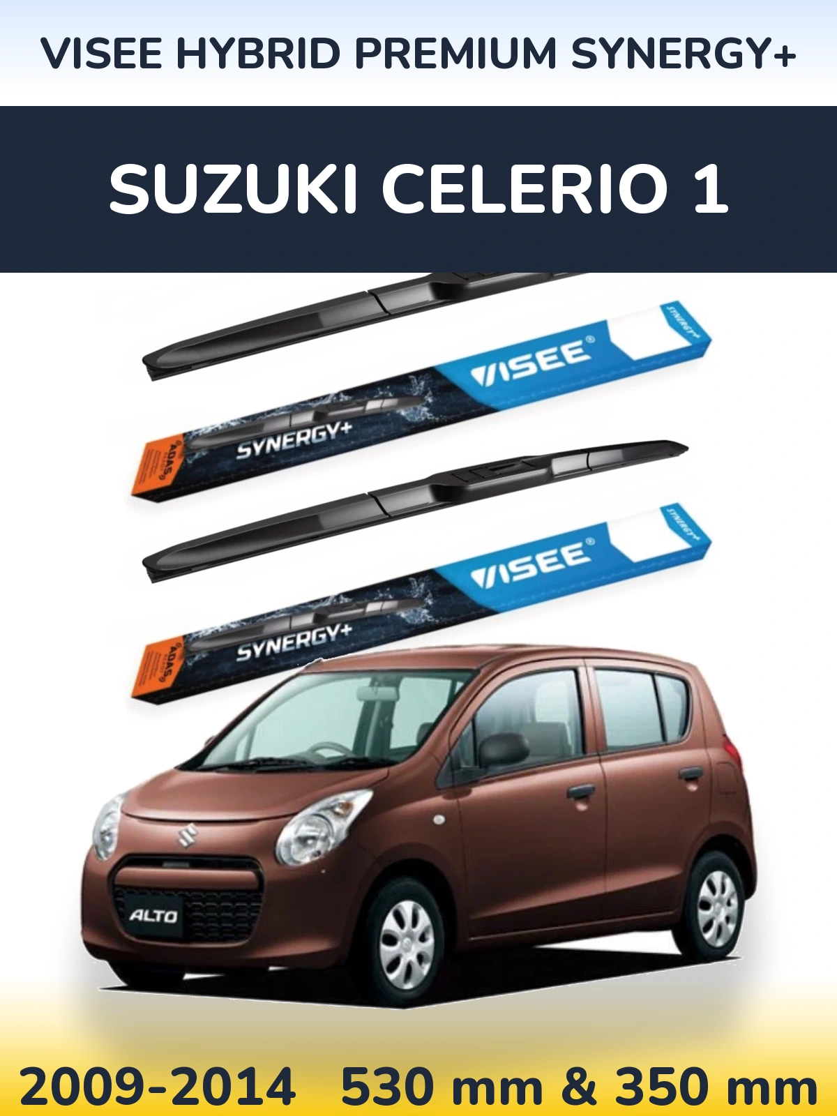 Комплект передних дворников VISEE HYBRID PREMIUM SYNERGY+ 530 & 350 мм для Suzuki Celerio 1 2009-2014