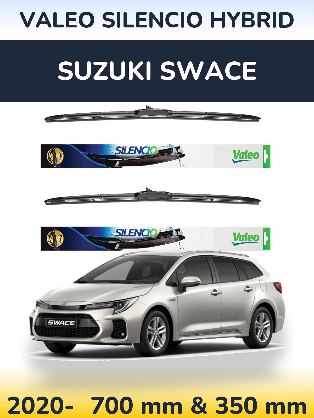 Front wiper blade set Valeo Silencio Hybrid 700 & 350 mm for Suzuki Swace 2020-2026