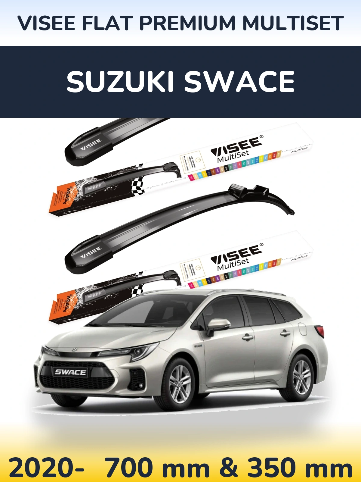 Front wiper blade set VISEE FLAT PREMIUM MultiSet 700 & 350 mm for Suzuki Swace 2020-2026