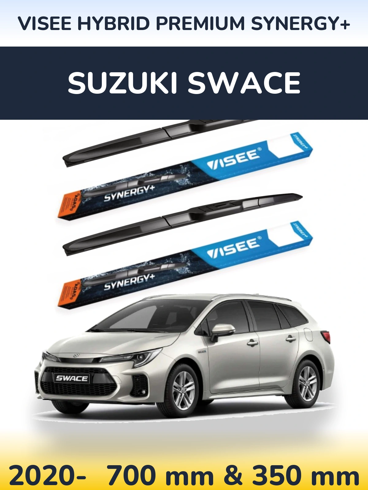 Komplet przednich wycieraczek VISEE HYBRID PREMIUM SYNERGY+ 700 & 350 mm do Suzuki Swace 2020-2026