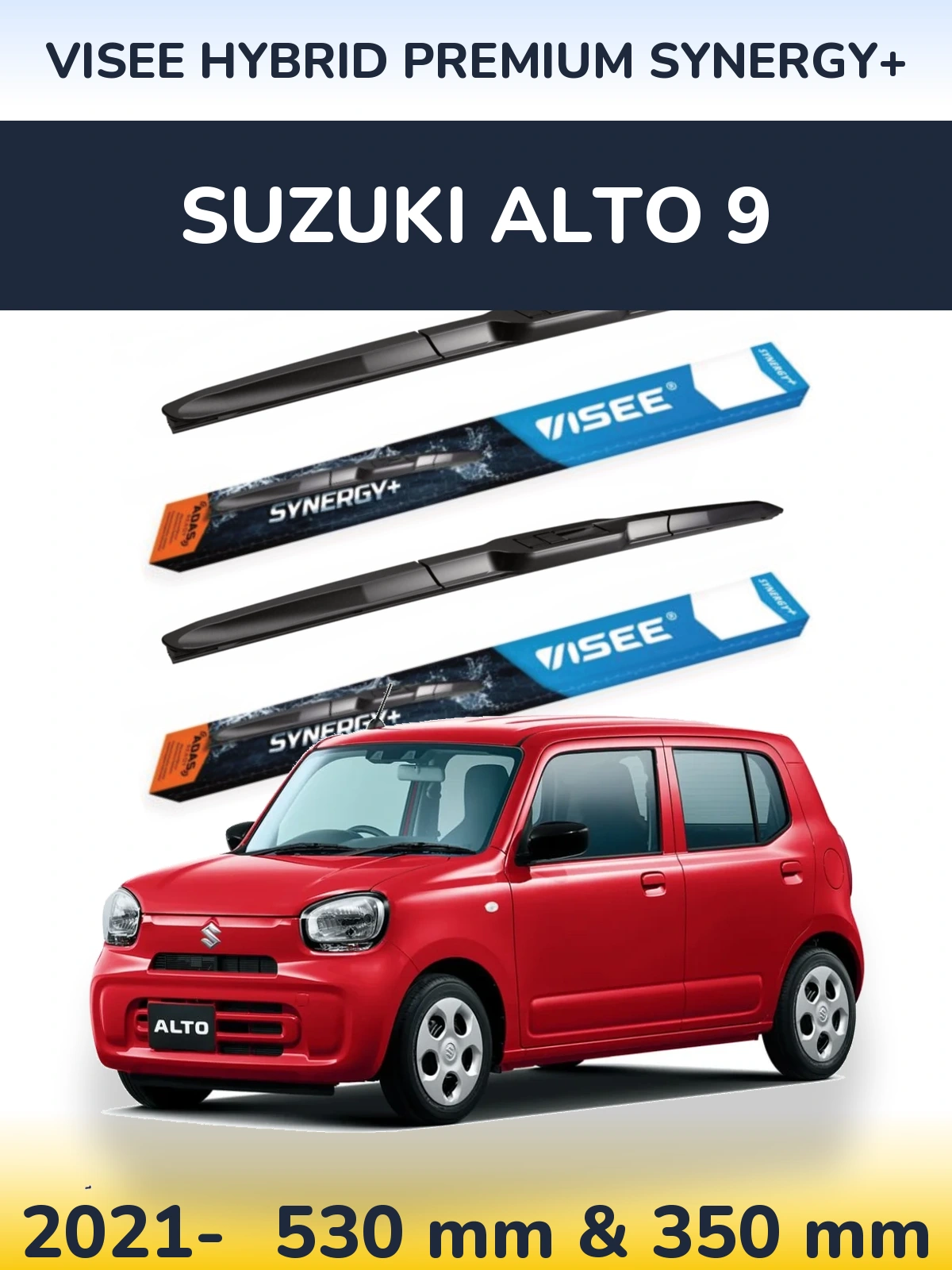 Komplet przednich wycieraczek VISEE HYBRID PREMIUM SYNERGY+ 530 & 350 mm do Suzuki Alto 9 2021-2026