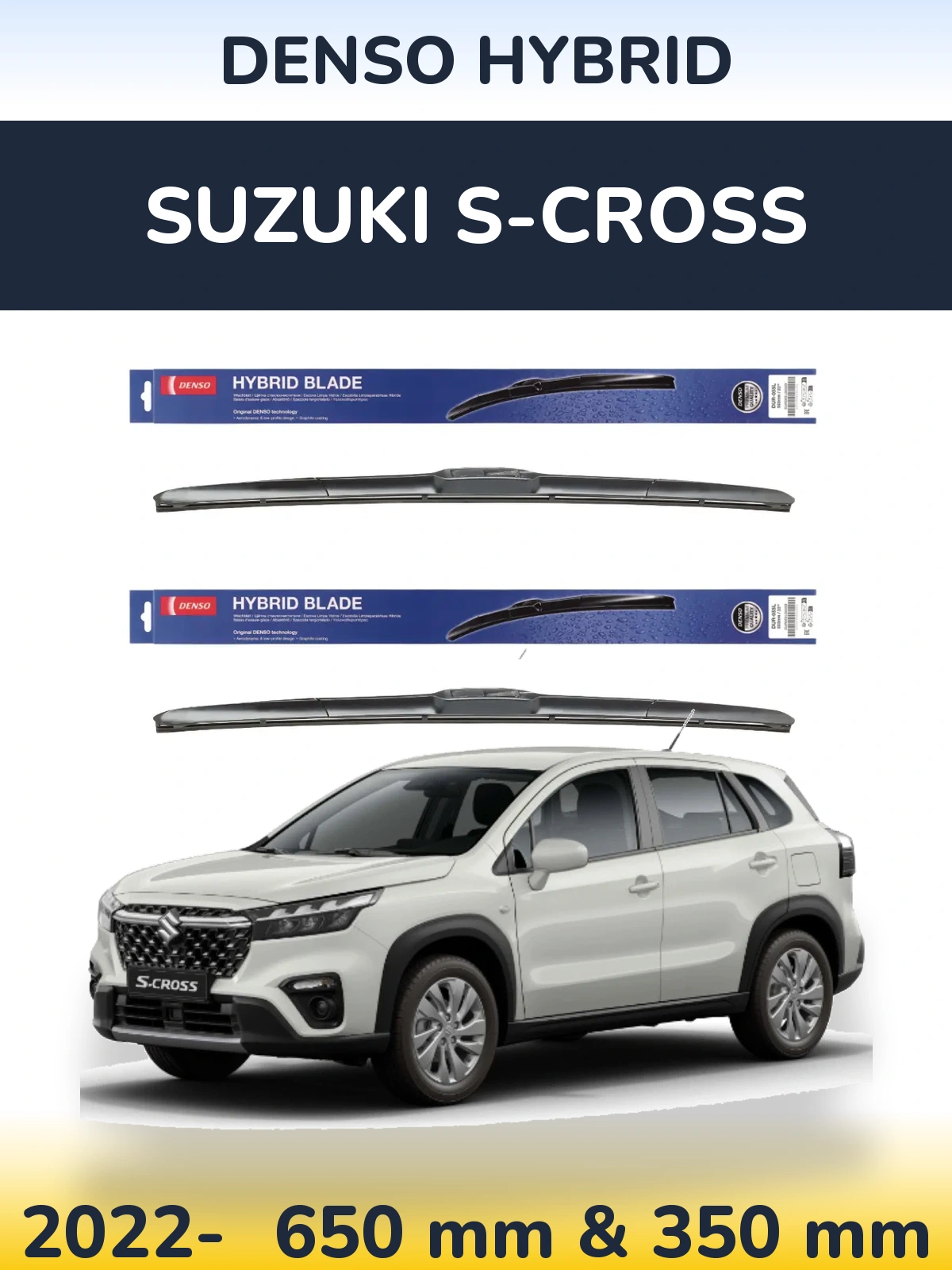Komplet przednich wycieraczek Denso Hybrid 650 & 350 mm do Suzuki S-Cross 2022-2026