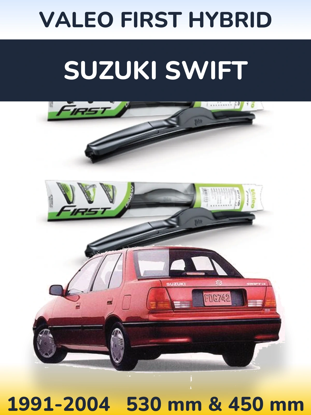 Komplet przednich wycieraczek Valeo First Hybrid 530 & 450 mm do Suzuki Swift 1991-2004
