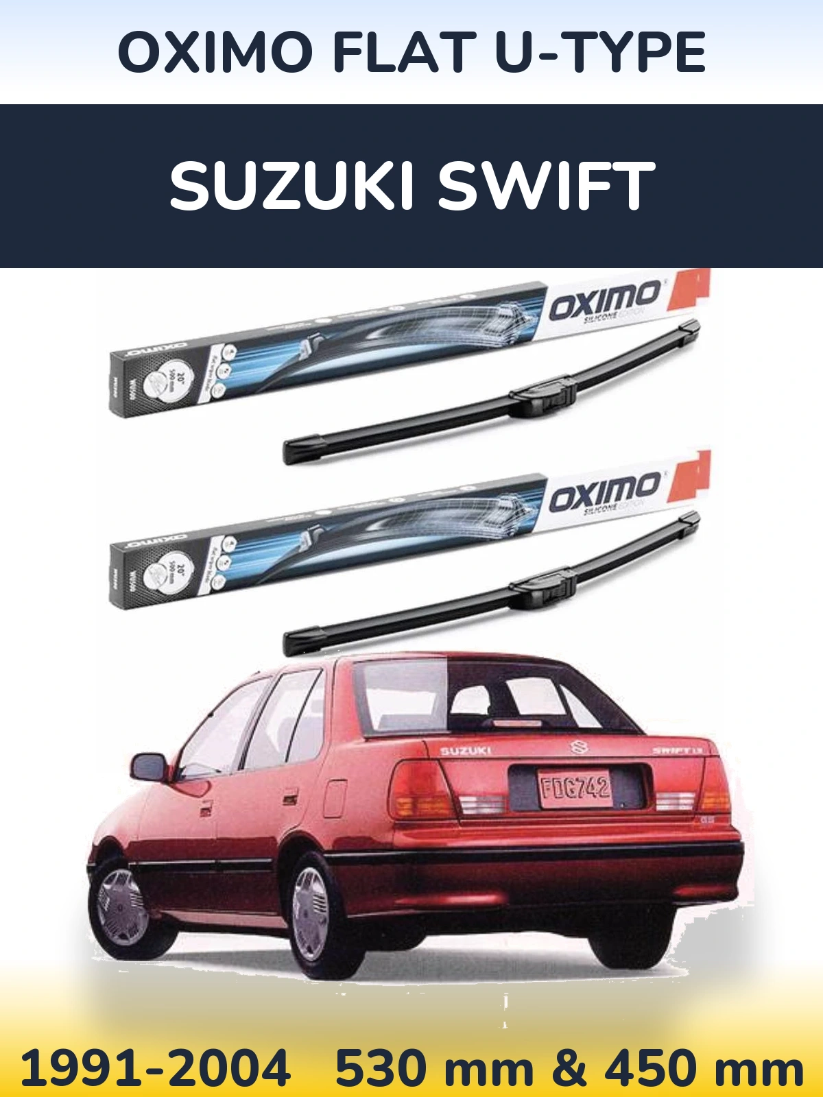 Komplet przednich wycieraczek Oximo Flat U-type 530 & 450 mm do Suzuki Swift 1991-2004