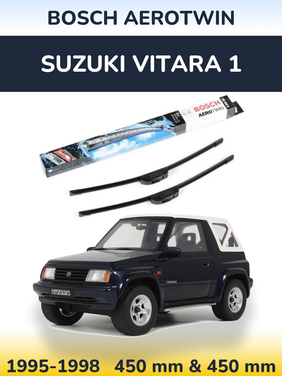 Front wiper blade set BOSCH AeroTwin 450 & 450 mm for Suzuki Vitara 1 1995-1998