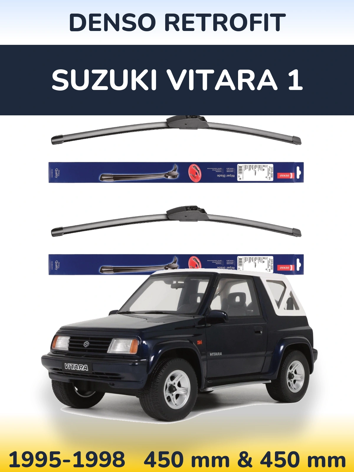 Front wiper blade set Denso Retrofit 450 & 450 mm for Suzuki Vitara 1 1995-1998