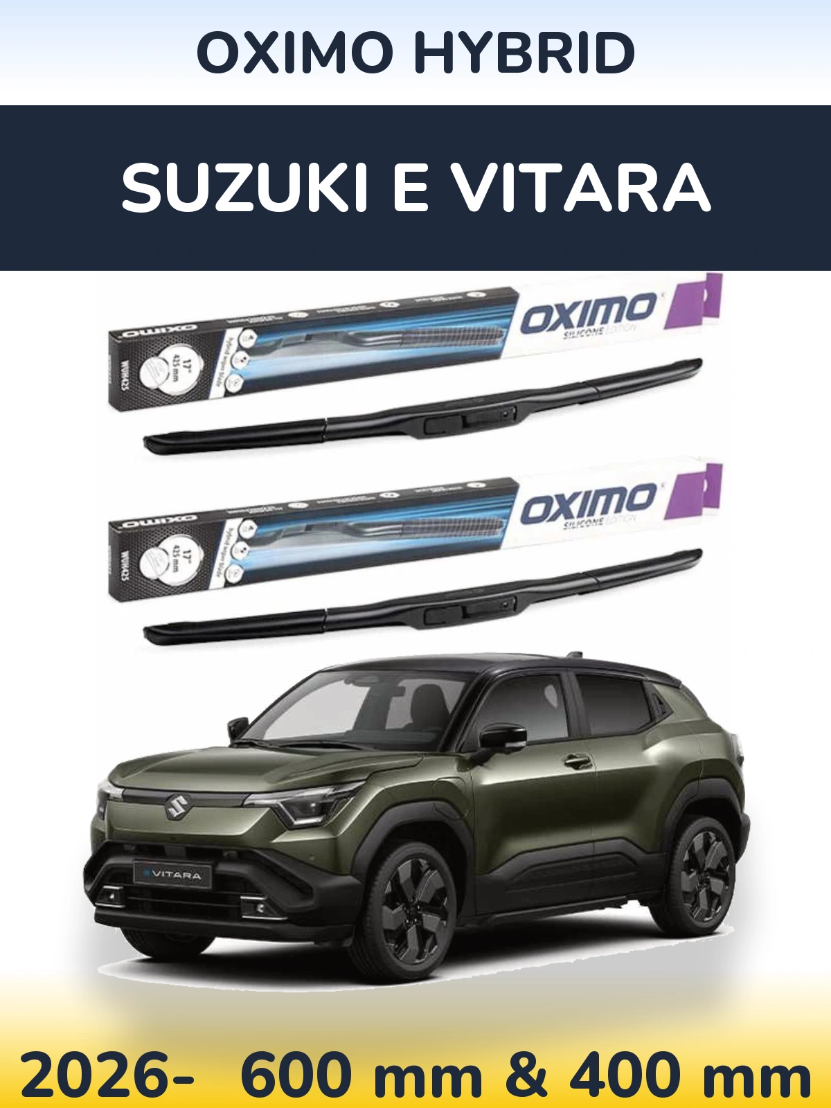 Комплект передних дворников Oximo Hybrid 600 & 400 мм для Suzuki e Vitara 2026-2026
