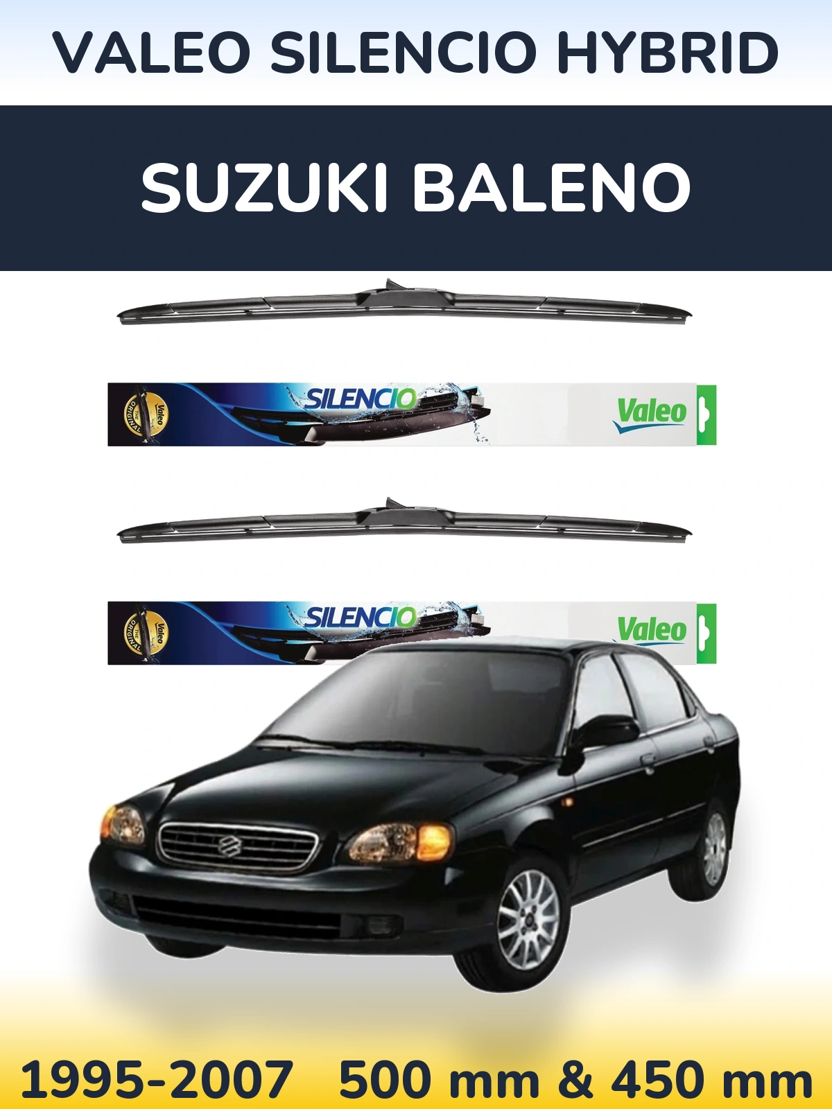 Комплект передних дворников Valeo Silencio Hybrid 500 & 450 мм для Suzuki Baleno 1995-2007
