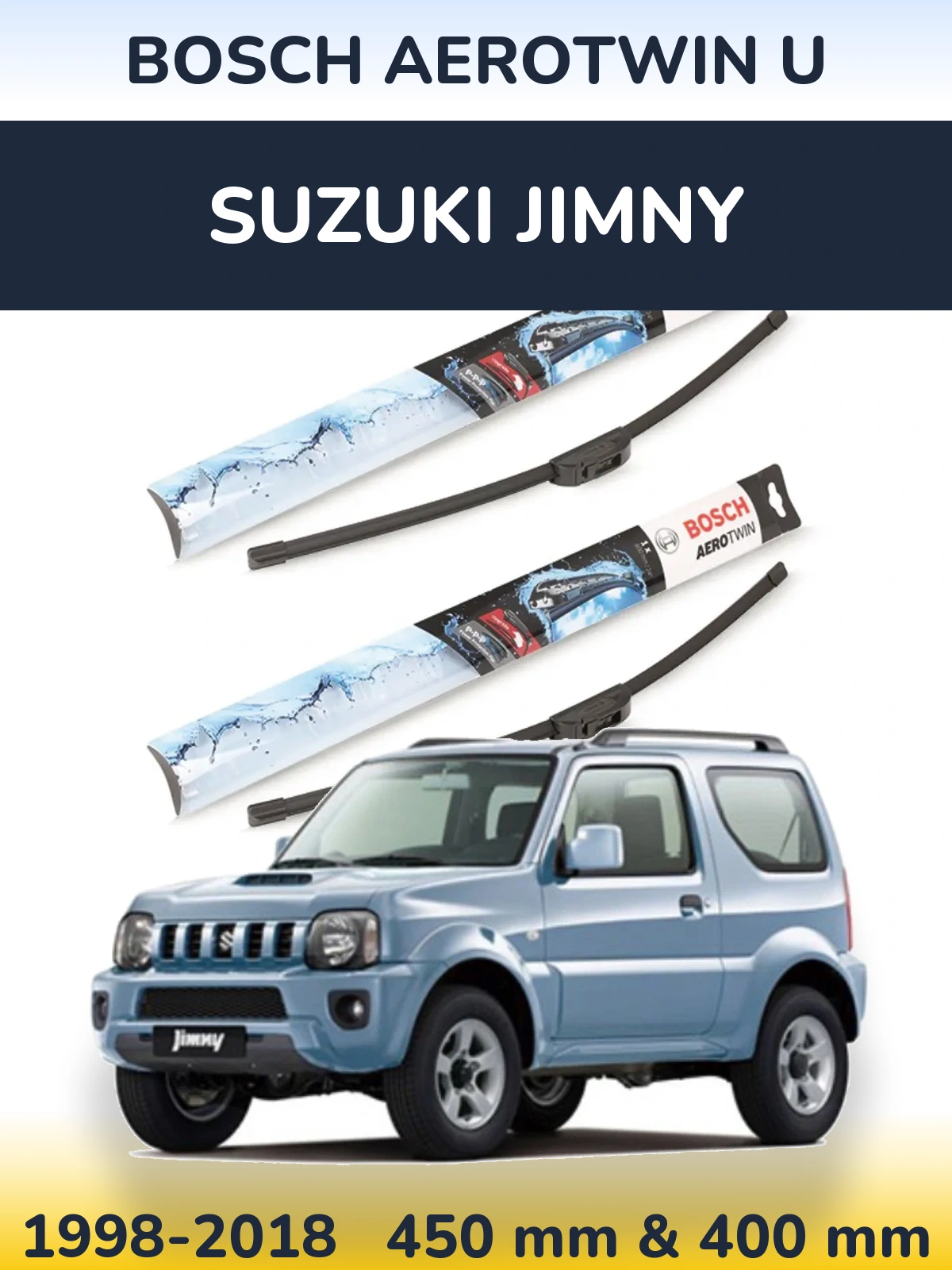 Komplet przednich wycieraczek BOSCH AeroTwin U 450 & 400 mm do Suzuki Jimny 1998-2018