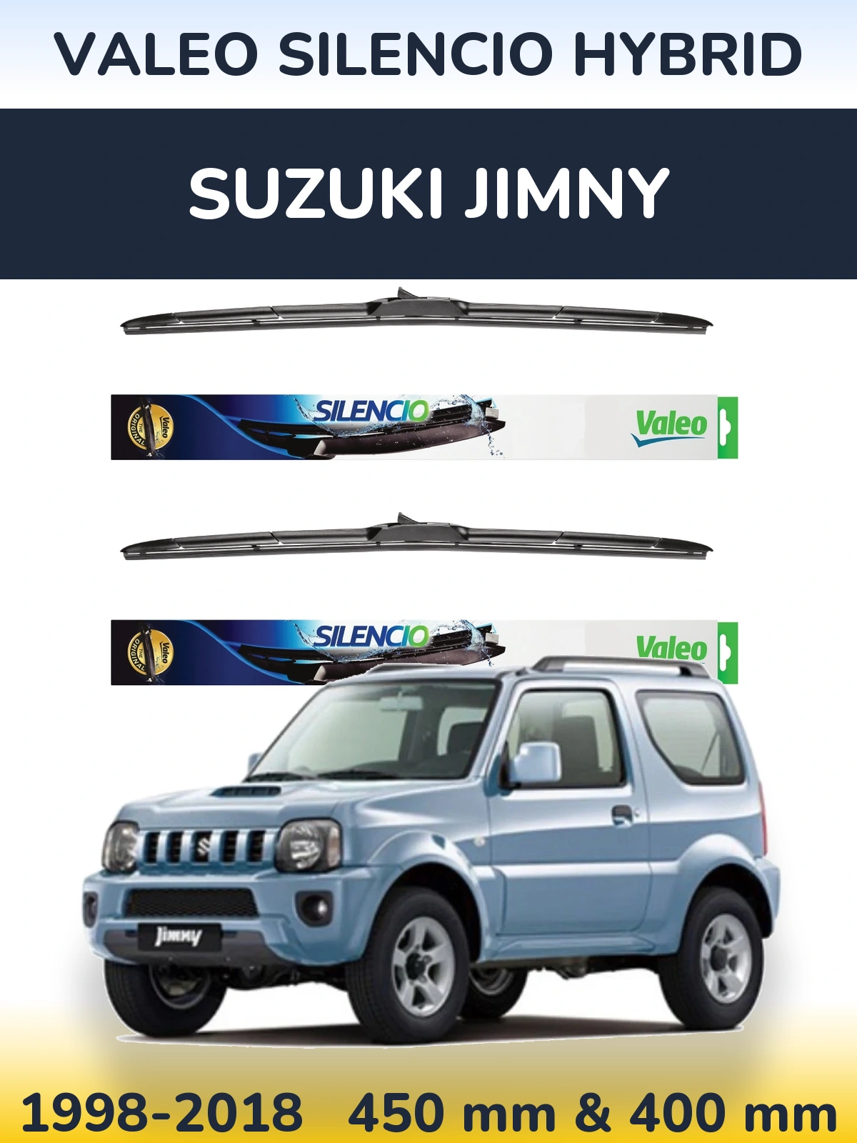 Komplet przednich wycieraczek Valeo Silencio Hybrid 450 & 400 mm do Suzuki Jimny 1998-2018