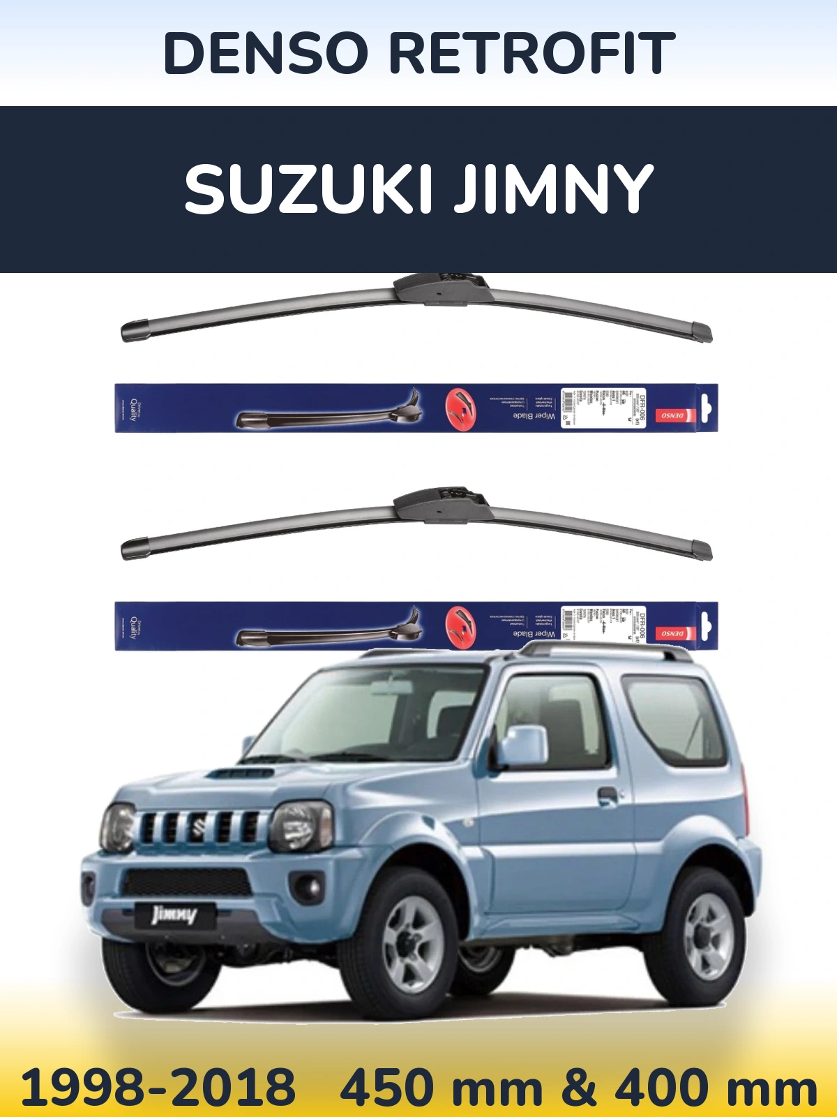 Komplet przednich wycieraczek Denso Retrofit 450 & 400 mm do Suzuki Jimny 1998-2018
