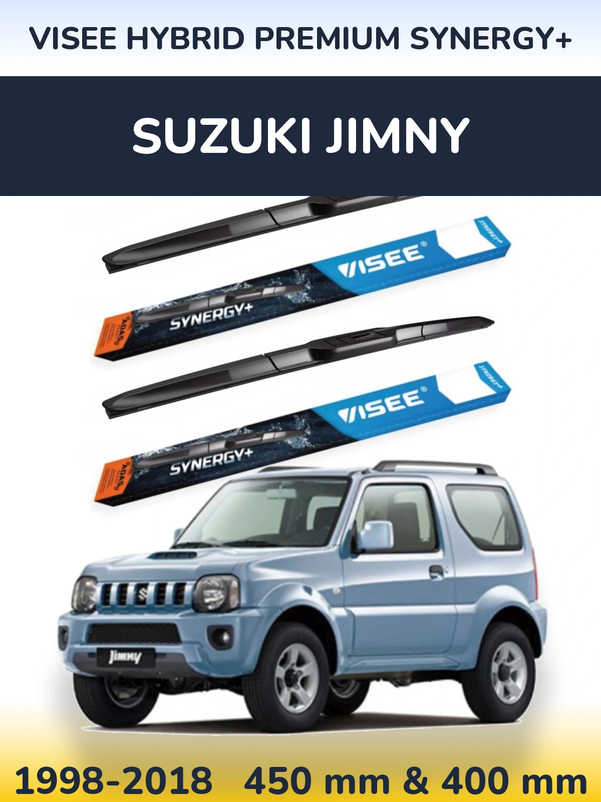 Komplet przednich wycieraczek VISEE HYBRID PREMIUM SYNERGY+ 450 & 400 mm do Suzuki Jimny 1998-2018