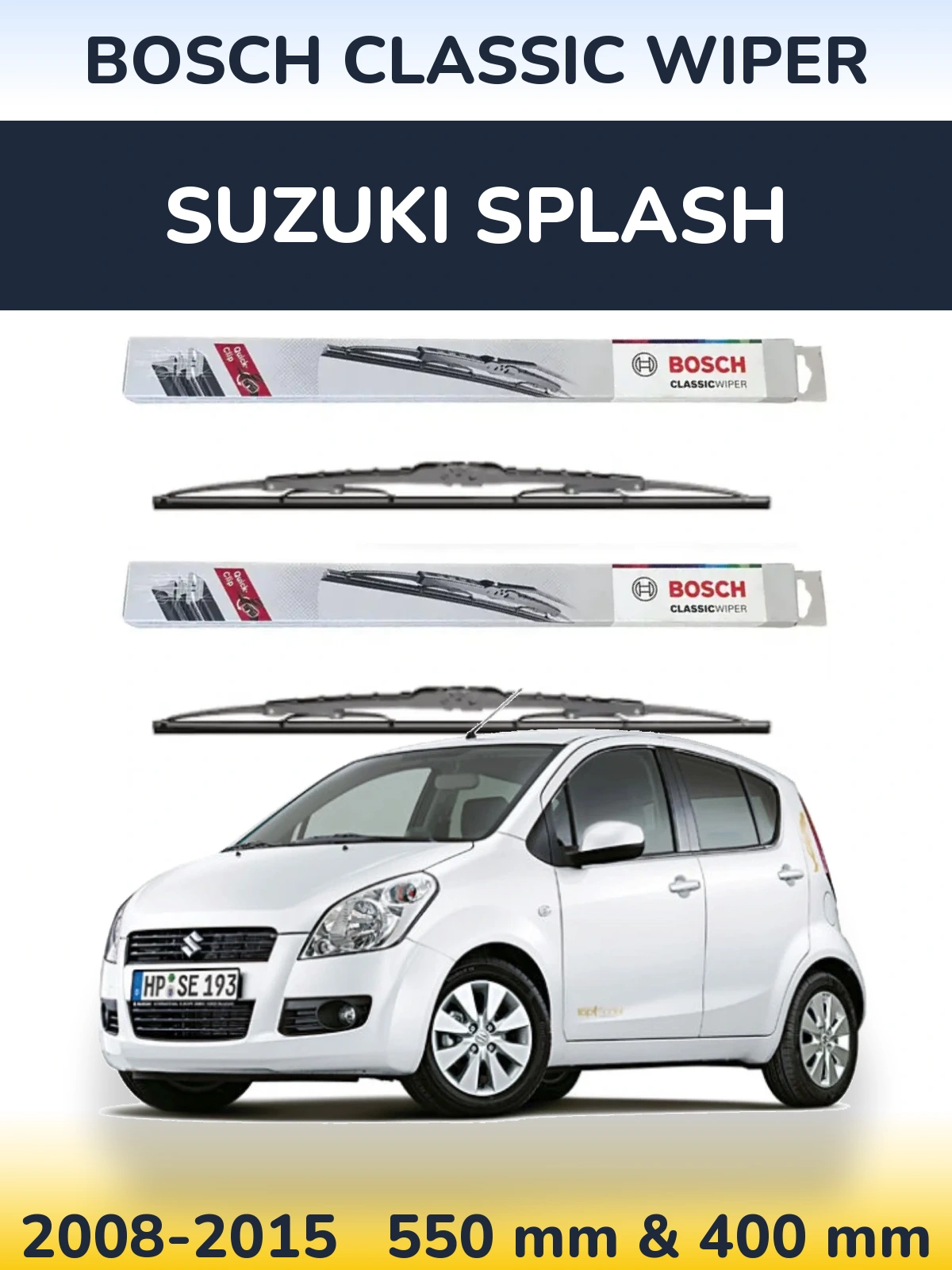 Komplet przednich wycieraczek BOSCH Classic Wiper 550 & 400 mm do Suzuki Splash 2008-2015