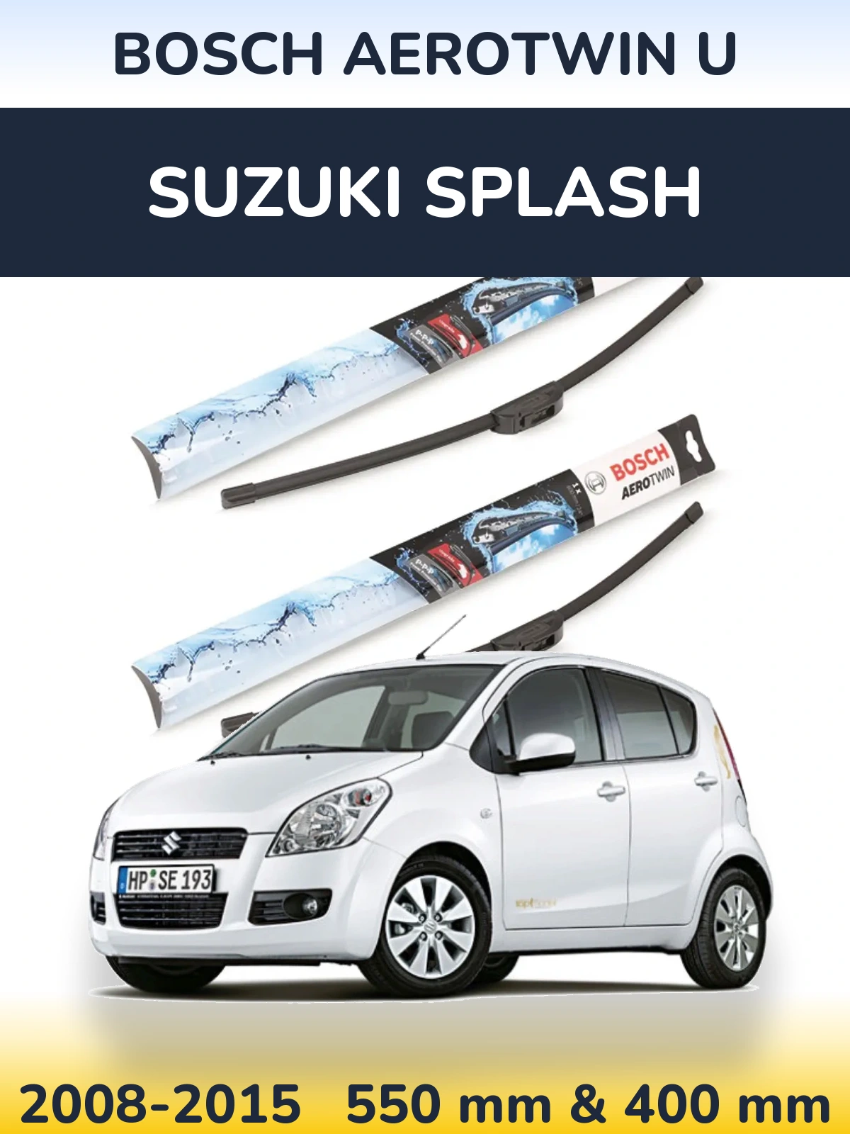 Komplet przednich wycieraczek BOSCH AeroTwin U 550 & 400 mm do Suzuki Splash 2008-2015