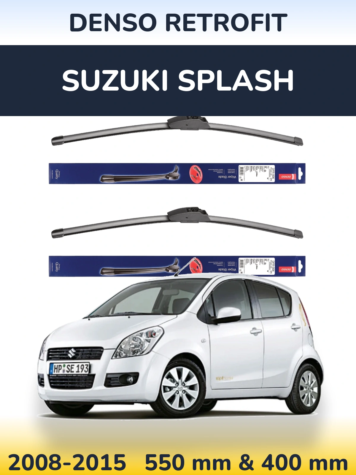 Komplet przednich wycieraczek Denso Retrofit 550 & 400 mm do Suzuki Splash 2008-2015