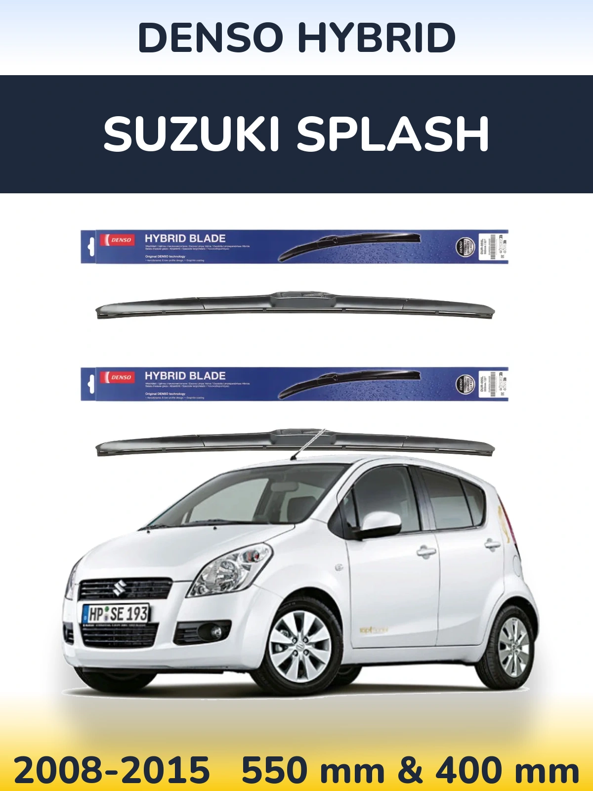 Komplet przednich wycieraczek Denso Hybrid 550 & 400 mm do Suzuki Splash 2008-2015