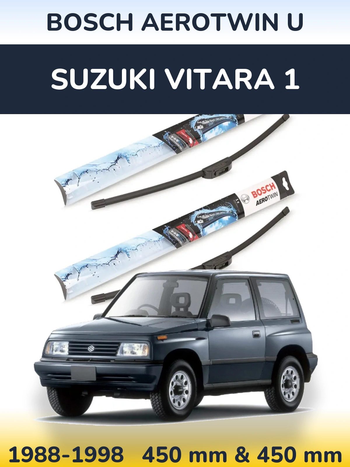 Комплект передних дворников BOSCH AeroTwin U 450 & 450 мм для Suzuki Vitara 1 1988-1998