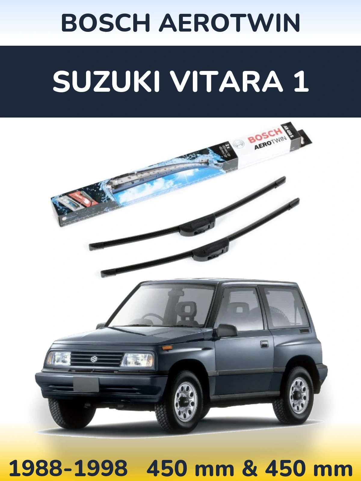 Komplet przednich wycieraczek BOSCH AeroTwin 450 & 450 mm do Suzuki Vitara 1 1988-1998