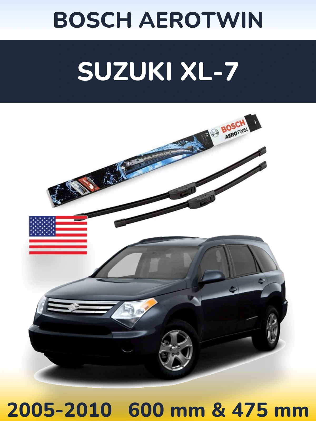 Комплект передних дворников BOSCH AeroTwin 600 & 475 мм для Suzuki XL-7 2005-2010